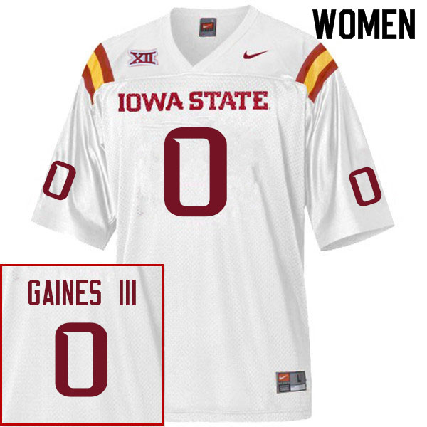 Women #0 Greg Gaines III Iowa State Cyclones College Football Jerseys Sale-White